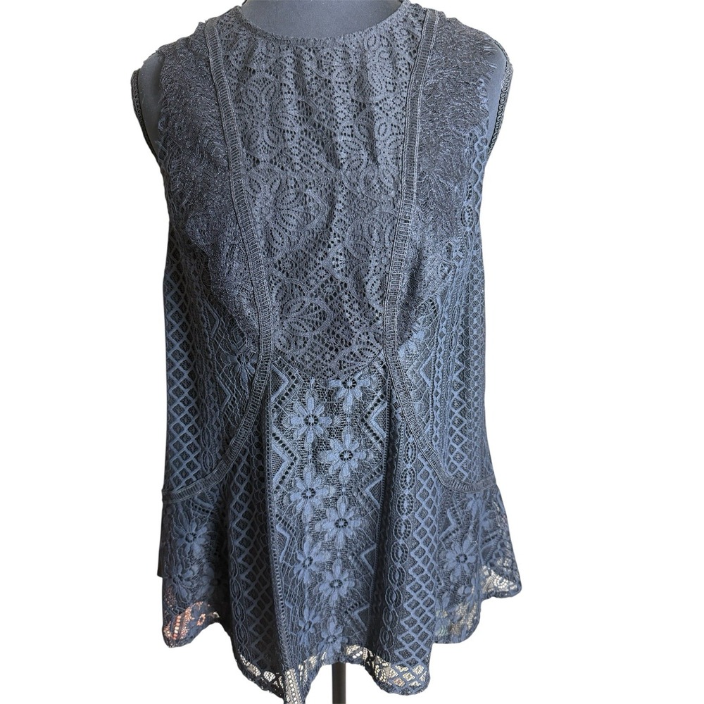 Sundance Y2K Womens Lace Sleeveless Top Size S Black Dark Romantic Boho Chic